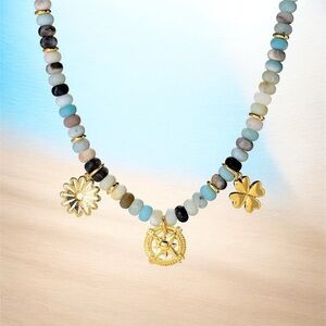 24K yellow gold plating with REAL Amazonite Stones